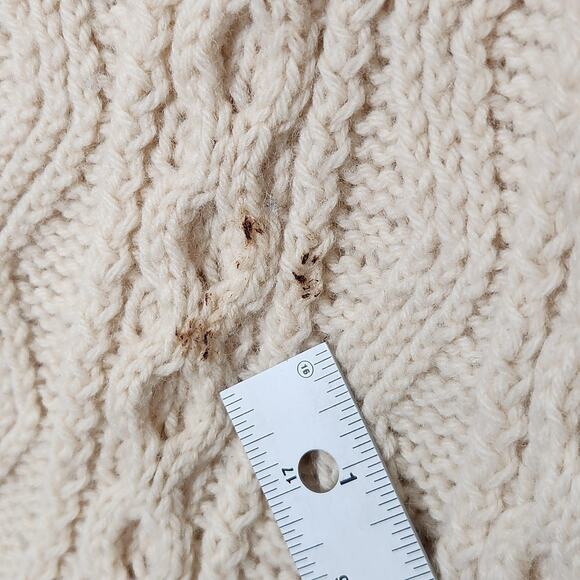 Vintage Barnas Mor Cardigan Sweater Womens XL Ivory Wool Irish Aran Cable 80s - Picture 7 of 10